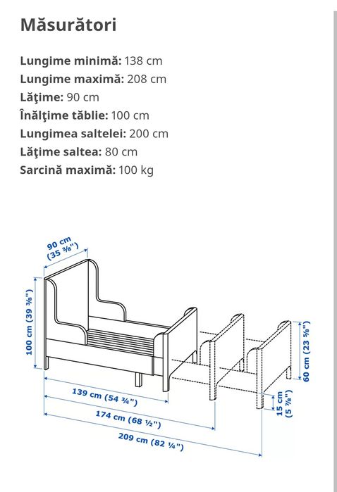 Pat extensibil Ikea+saltea