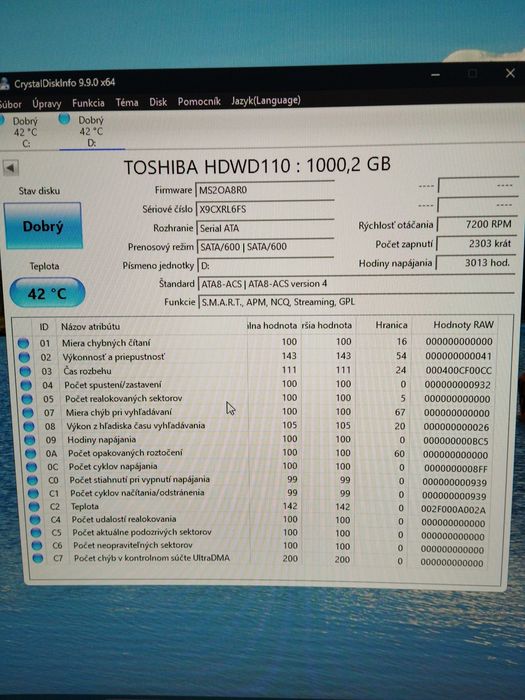 Жетски диск hdd Toshiba 1TB 3.5" HDD, 7200 RPM, SATA III, жағдайы жақс