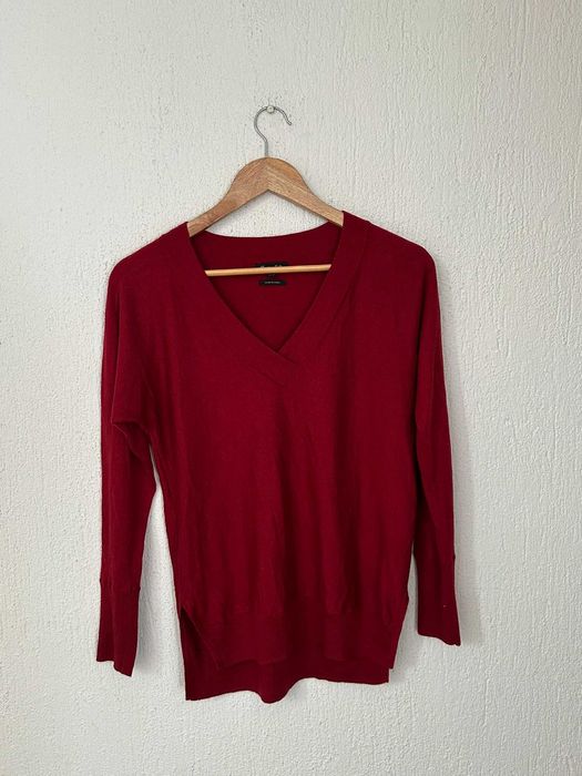 Червен дамски пуловер с вълна и кашмир Massimo Dutti