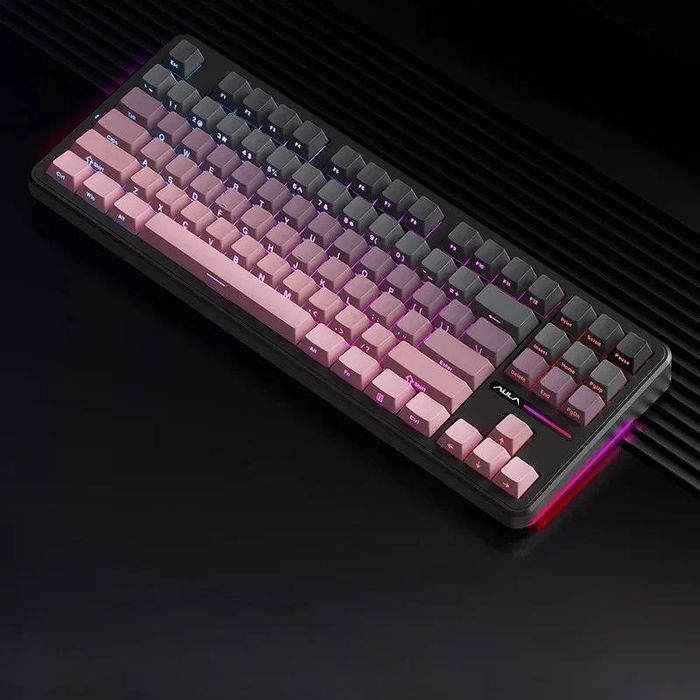 [Клавиатура] AULA WIRELESS & WIRED F-87 black /white countur lines