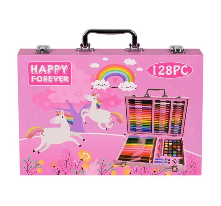 Дигитално куфарче 128 части за рисуване с метална дръжка и закопчалки