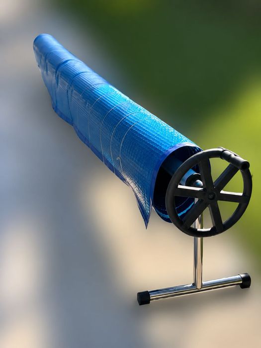 Соларно покривало за басейн 12x5 м + алуминиева стойка | Отлично състояние