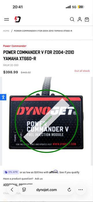 Dynojet Power Commander V 5 Yamaha XT 660 Z X R Tenere