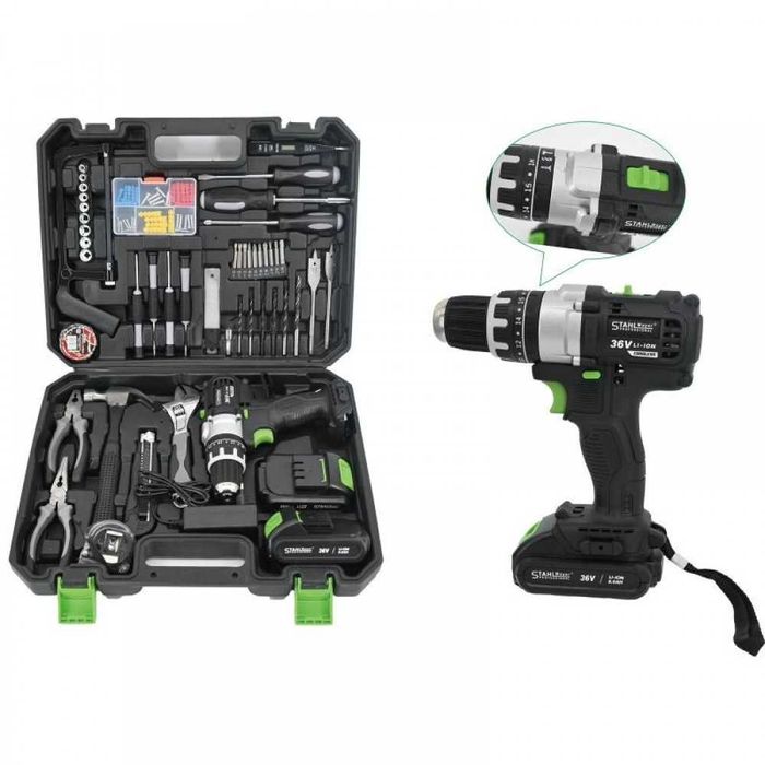 Акумулаторен ударен винтоверт 36V 8Ah с 111 части в куфар StahlMayer