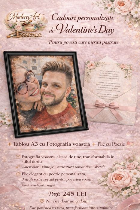 Tablou personalizat si poezie unica din povestea voastră de dragoste