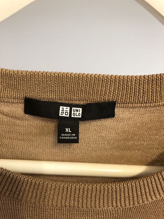 Pulover bej Uniqlo, marimea XL, lana 100%