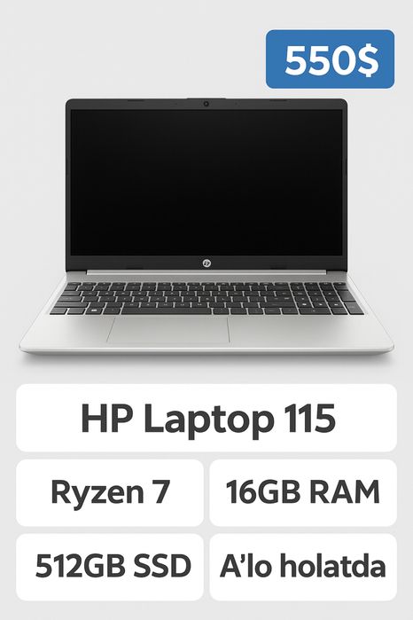 HP Laptop 15 | Ryzen 7 | 16GB RAM | 512GB SSD | Отличное состояние”