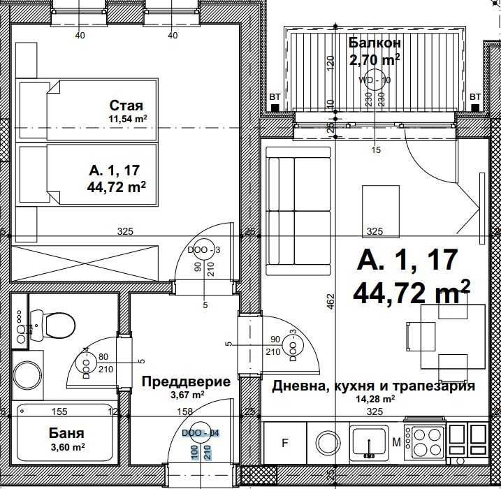 Продава се Двустаен апартамент в София, Зона Б-19 - 58 кв.м за 1035 €/кв.м - Снимка #2