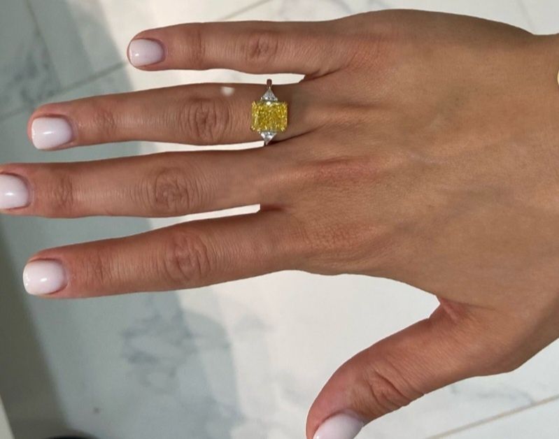 Inel argint 925 Radiant Cut Yellow Citrine Diamond