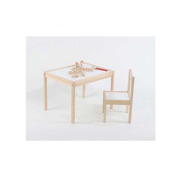 Декоративна детска масичка и стол Mercado Trade, За деца, Дърво, Бял