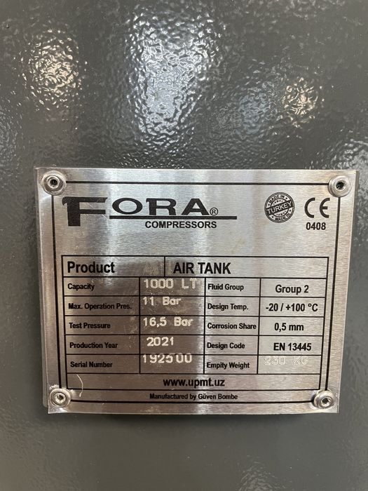 Ресивер для компрессора 1000L ТУРЦИЯ