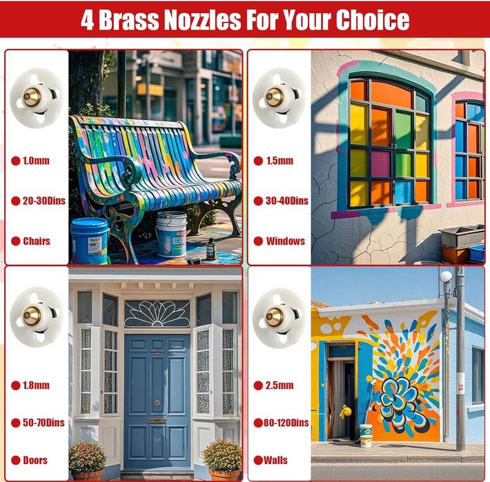 НОВ! Електрически пистолет за боядисване 700W, 1200 мл, 4 медни дюзи