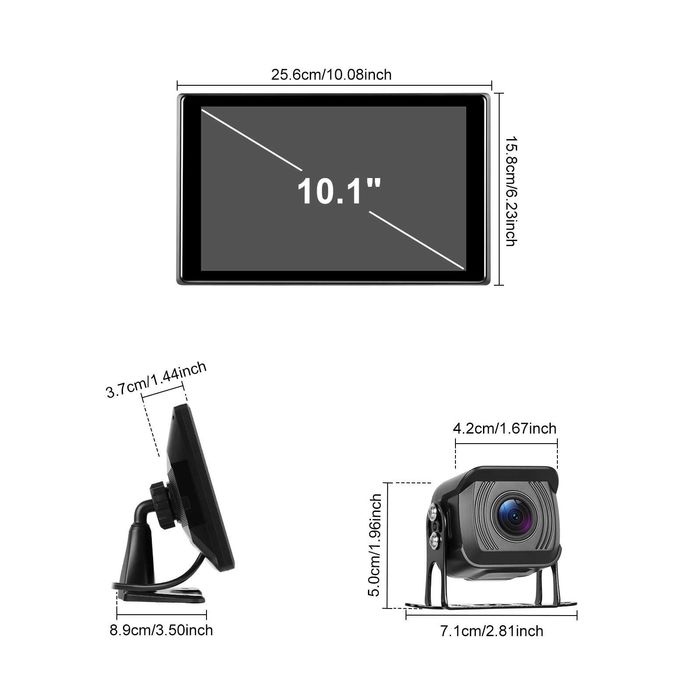 10.1” 4K Монитор с 4 Камери за Камион Бус паркиране Автомобил DVR Парктроник заден ход Нощно Виждане с четири камери