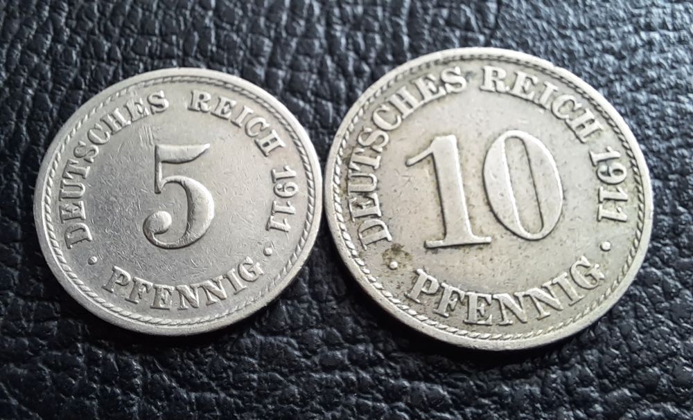 Стара монета/и 5 и 10 пфенига 1911 г. букви А - Германия- перфектни !