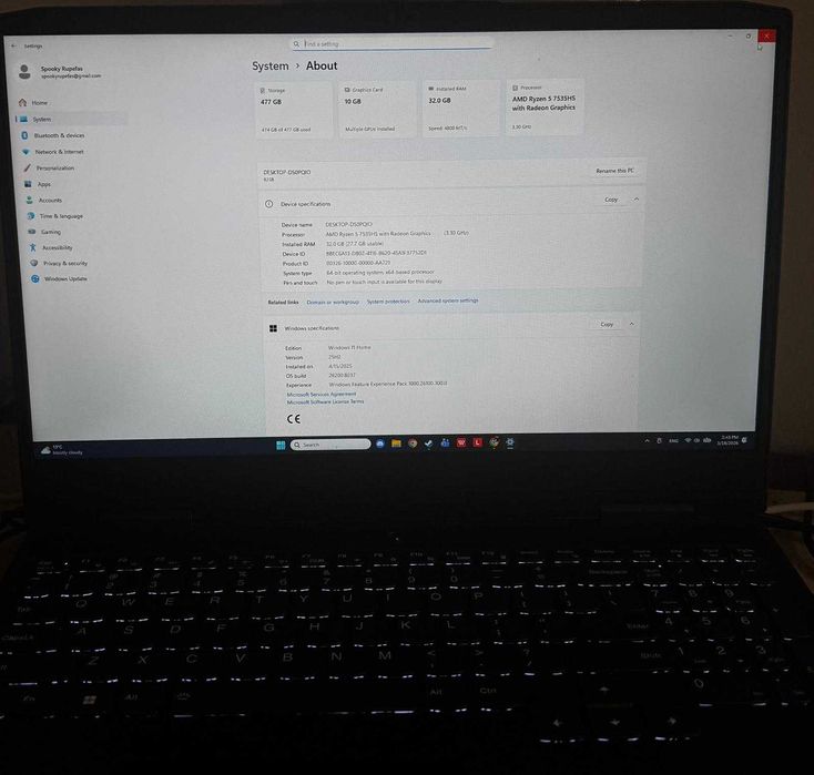 Lenovo IdeaPad Gaming 3 RTX 4050 / Ryzen 5/ 32GB RAM 4700MHz