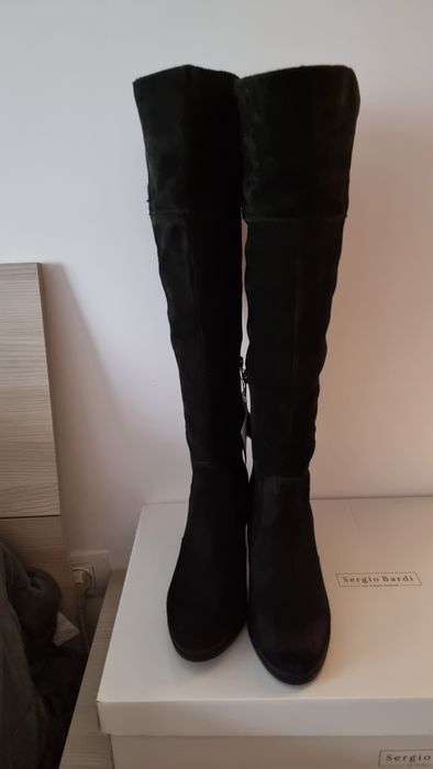 Cizme lungi piele intoarsa Sergio Bardi,marimea 39,Noi