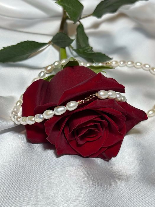 Colier din perle naturale de cultură cu 3 biluțe din aur 14 k