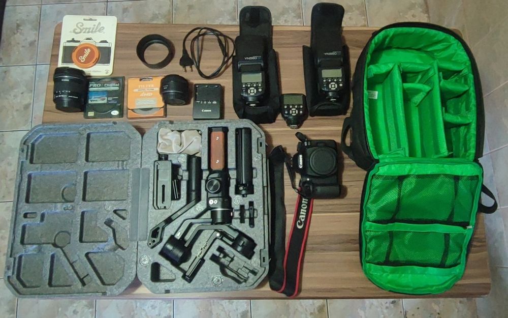 Canon 80D + obiective + stabilizator – kit foto-video complet