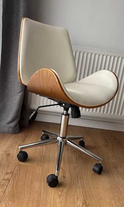Scaun Ergonomic Birou/Design din Lemn, Piele ecologică și Metal - Stare foarte bună
