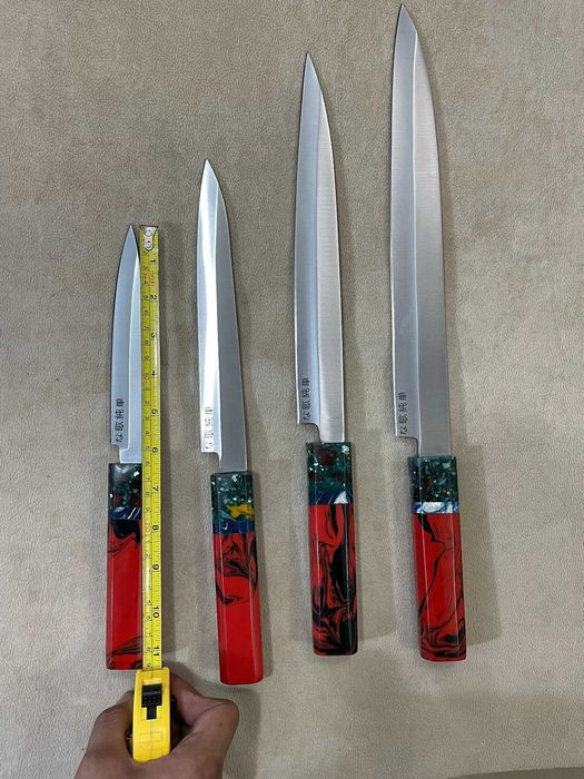 Set 4 Cuțite Japoneze Sujihiki Oțel D2 Mâner Rășină