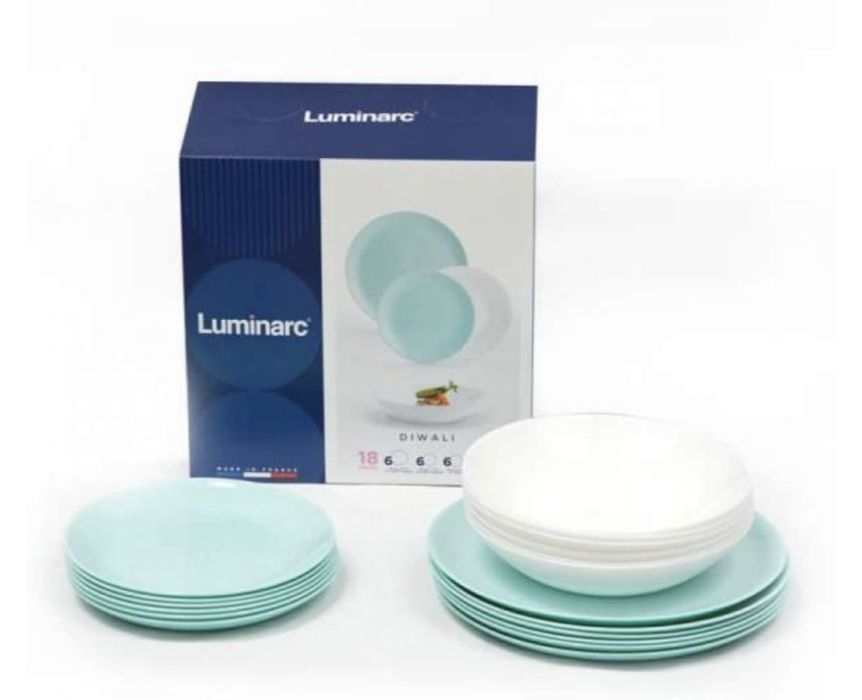 Сервиз за хранене в тюркоаз и бяло