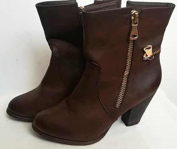 botine maro cu fermoare aurii , 40