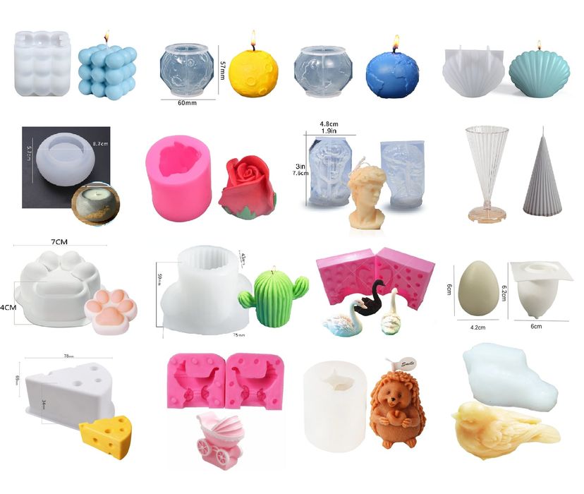 Силиконови молдове за свещи , сапун , гипс , молдовец свещ