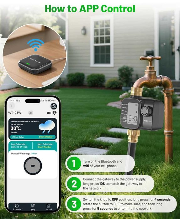 WiFi таймер за напояване месингови входове  изходи за градински маркуч