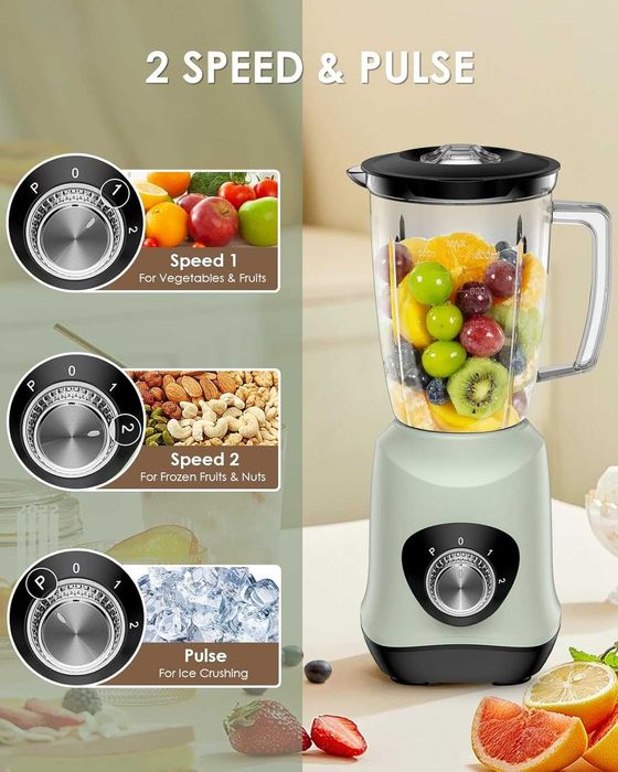 Блендер за сок Cosicosy с кана 1 л без BPA, 500 W, 2 скорости, зелен