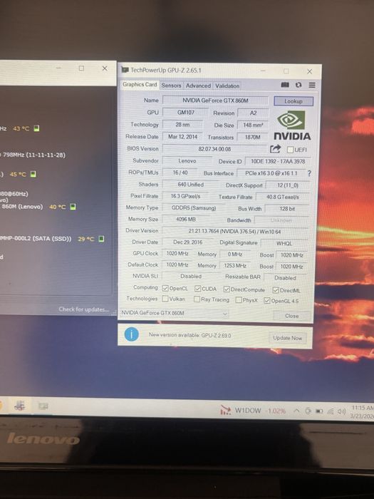 Laptop Lenovo Gaming• Procesor i7• 16gb ram• Placa Video 4gb • SSD 256