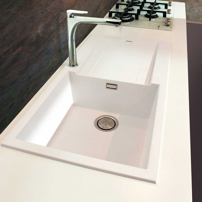 Chiuveta bucatarie granit CookingAid Amanda AM7810 Alba cu picurator