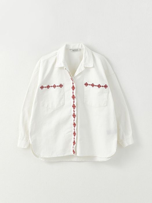 Връхна дънкова риза с бродерия LC Waikiki