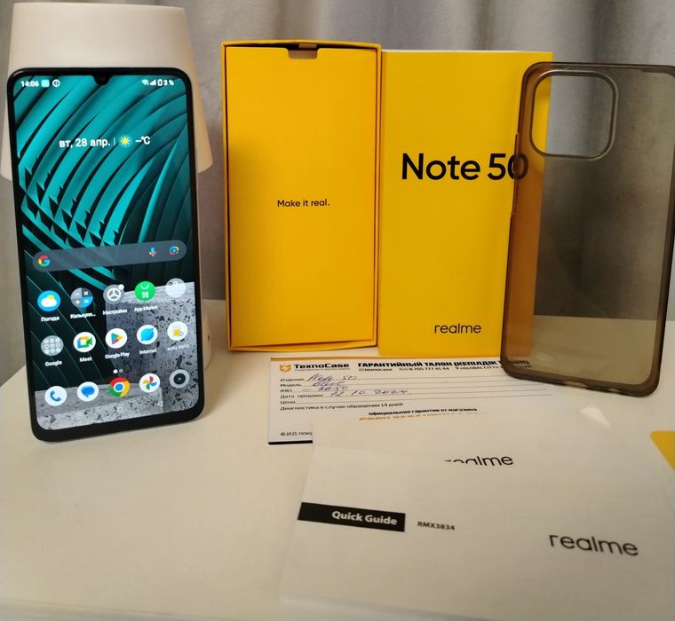 Realme note 50. с коробкой.
