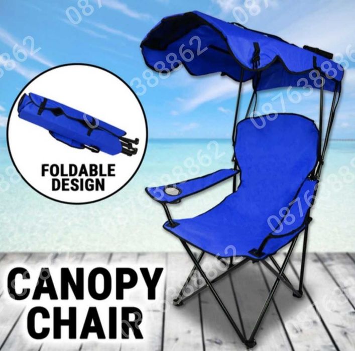 ПРОМО! Сгъваем туристически стол със сенник , стол за риболов и плаж