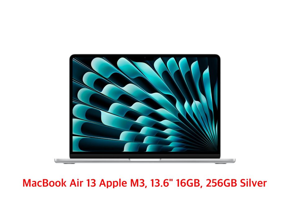 MacBook Air 13 Apple M3, 13.6" 16GB, 256GB Silver - Nou ! Sigilat !