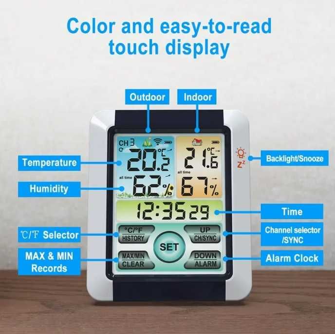 Цифрова безжична метереологична станция  с цветен дисплей