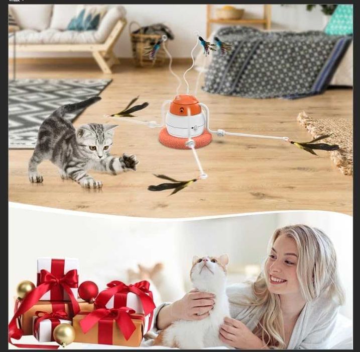 IOKHEIRA 4 в 1 Интерактивна играчка с пера за котки