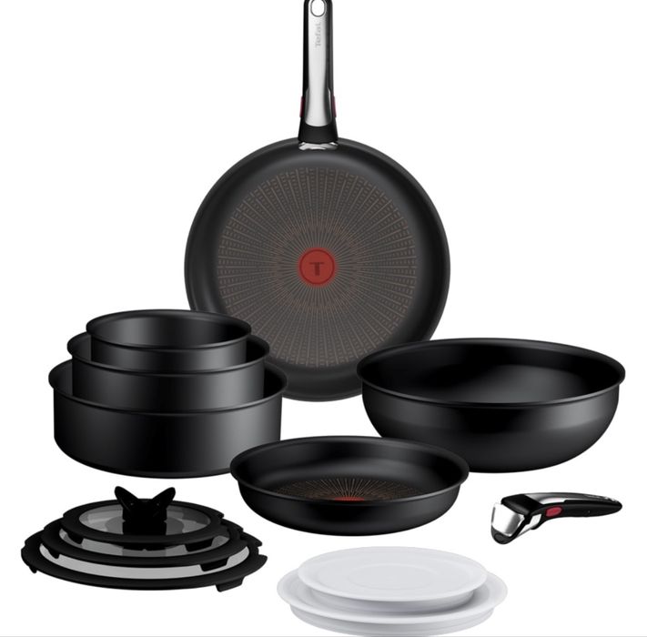Set vase TEFAL Ingenio Excellence+, 13 piese, 16-28cm, aluminiu, negru