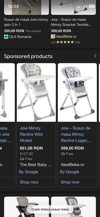 Scaun masa Joie Mimzy Recliner