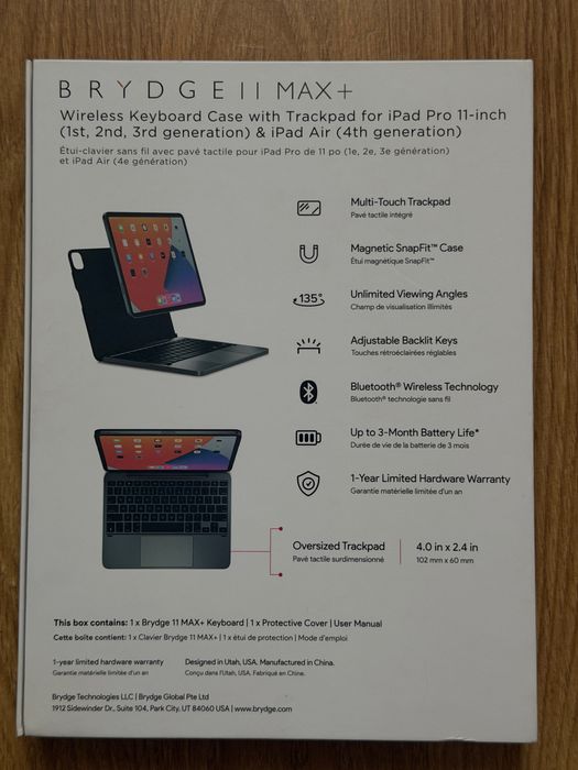Brydge 11 MAX+ tastatura wireless cu trackpad pentru iPad Pro si Air