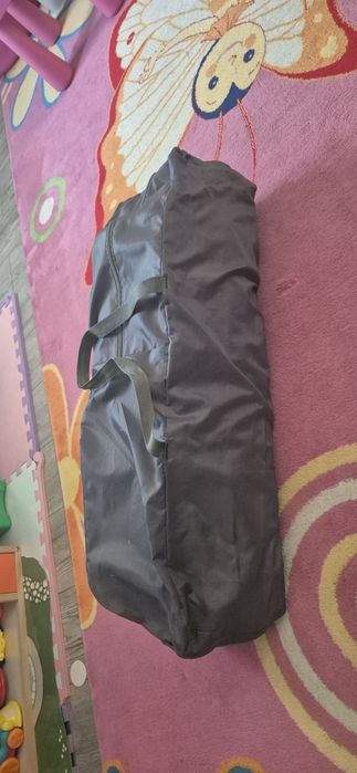 Patut pliant Kinderkraft Joy, Gri/roz cu saltea