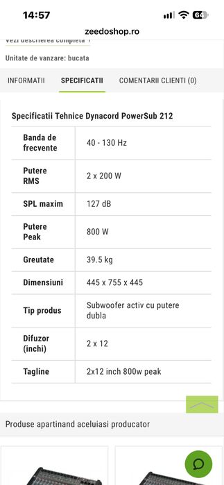 Vand pereche basi Dynacord ps212