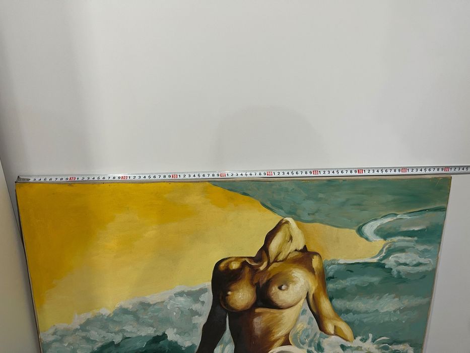 Русалка на брега на морето с маслени бои