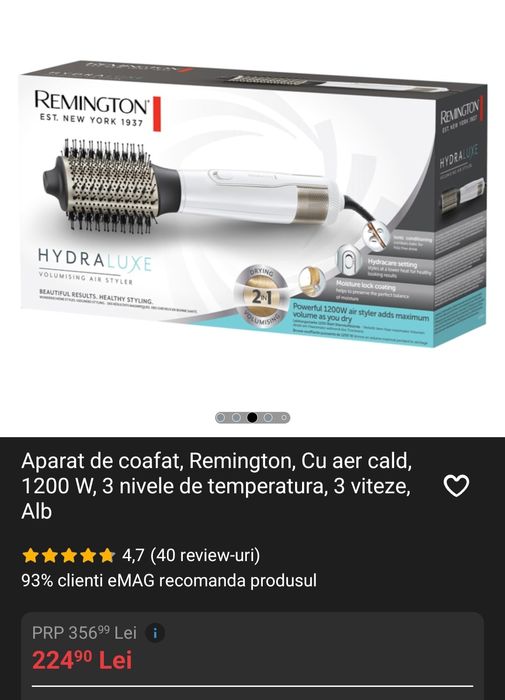 Aparat de coafat, Remington, perie rotativă