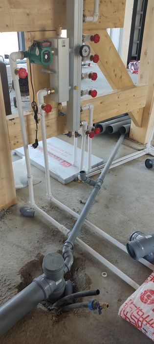 Монтаж котельной, полный монтаж отопления, теплый пол, уст.стир машины