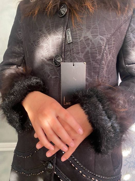 РАСПРОДАЖА!!!Дублёнка длинная с искусственным мехом