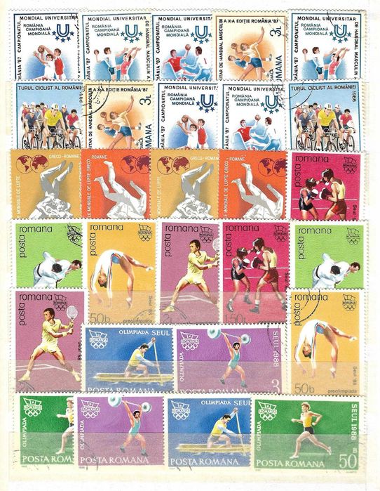 Super clasor plin cu timbre 4 file = 8 pagini