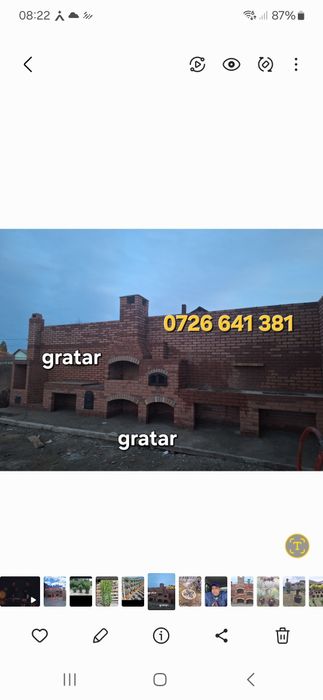 Gratar rustic de cărămidă plita țărănească cuptor de pâine afumături masă de lucru