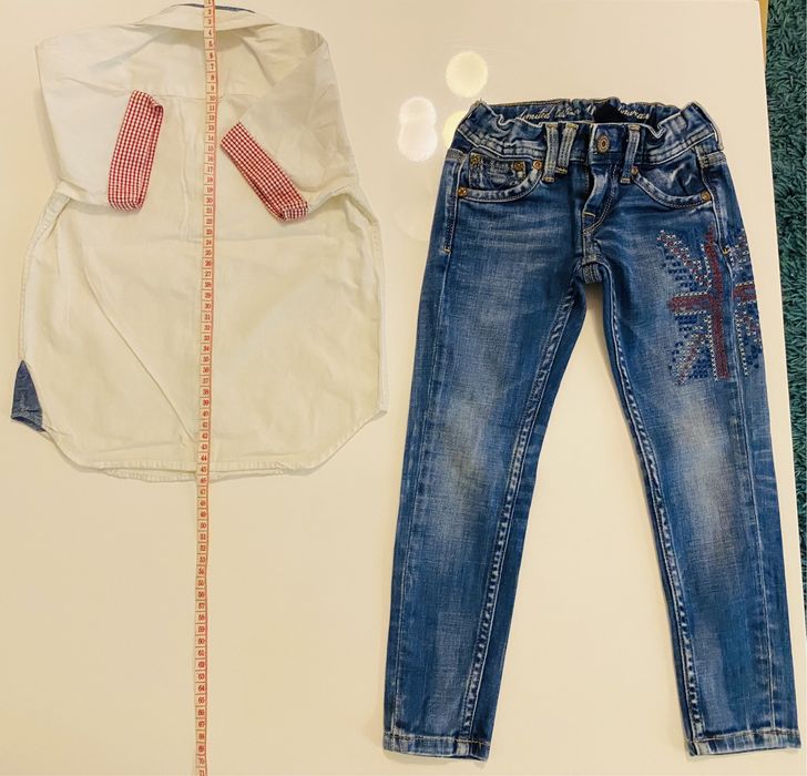 Camasa casual alba si blugi, baieti, 4 ani