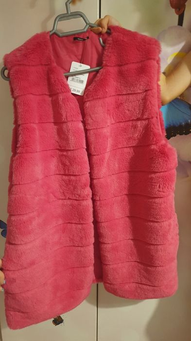 Vestă blana roz/ verde